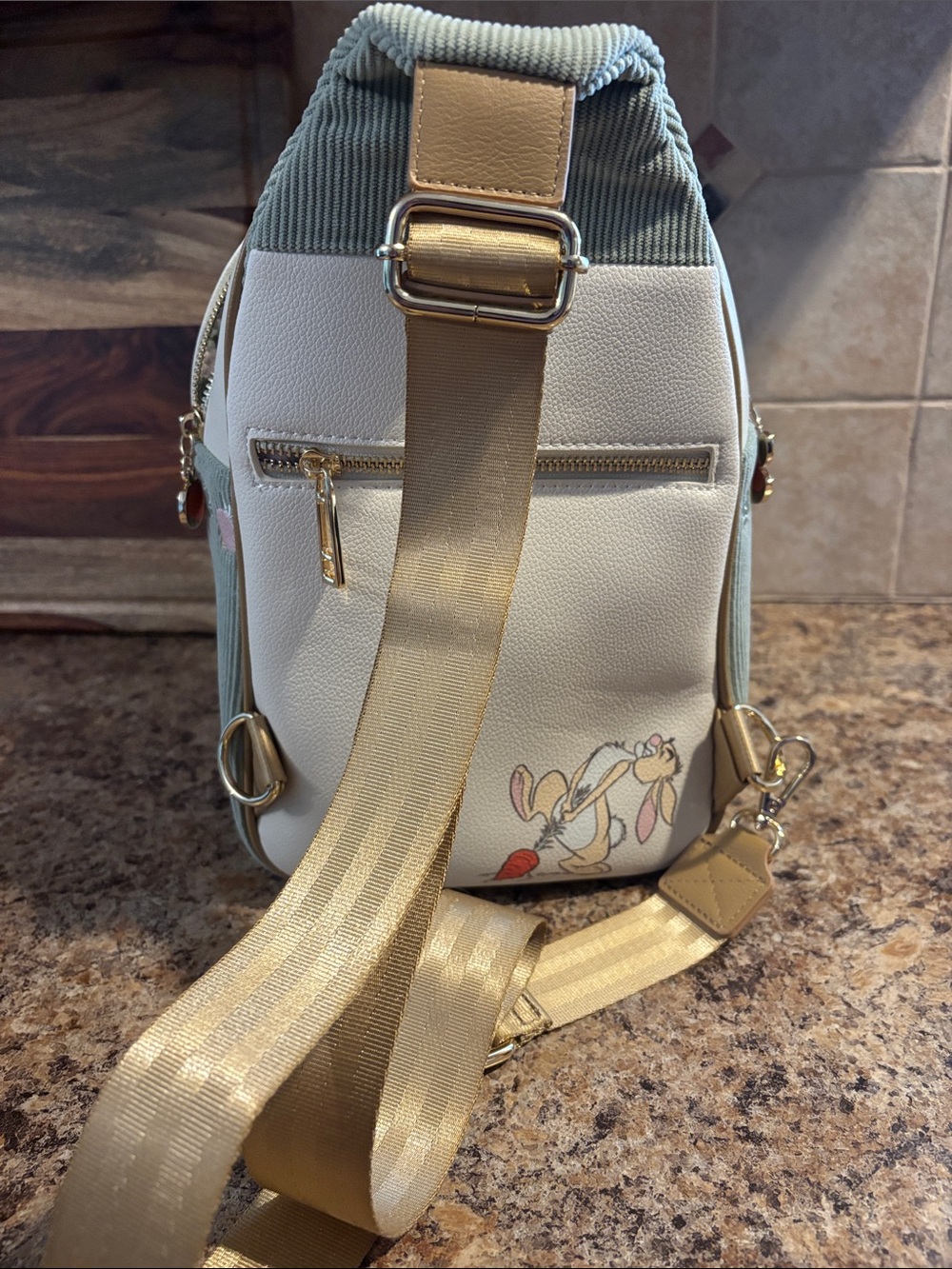 NWOT Boxlunch Disney Cream & Sage Winnie the Pooh Tassel Mini Backpack - Picture 3 of 7